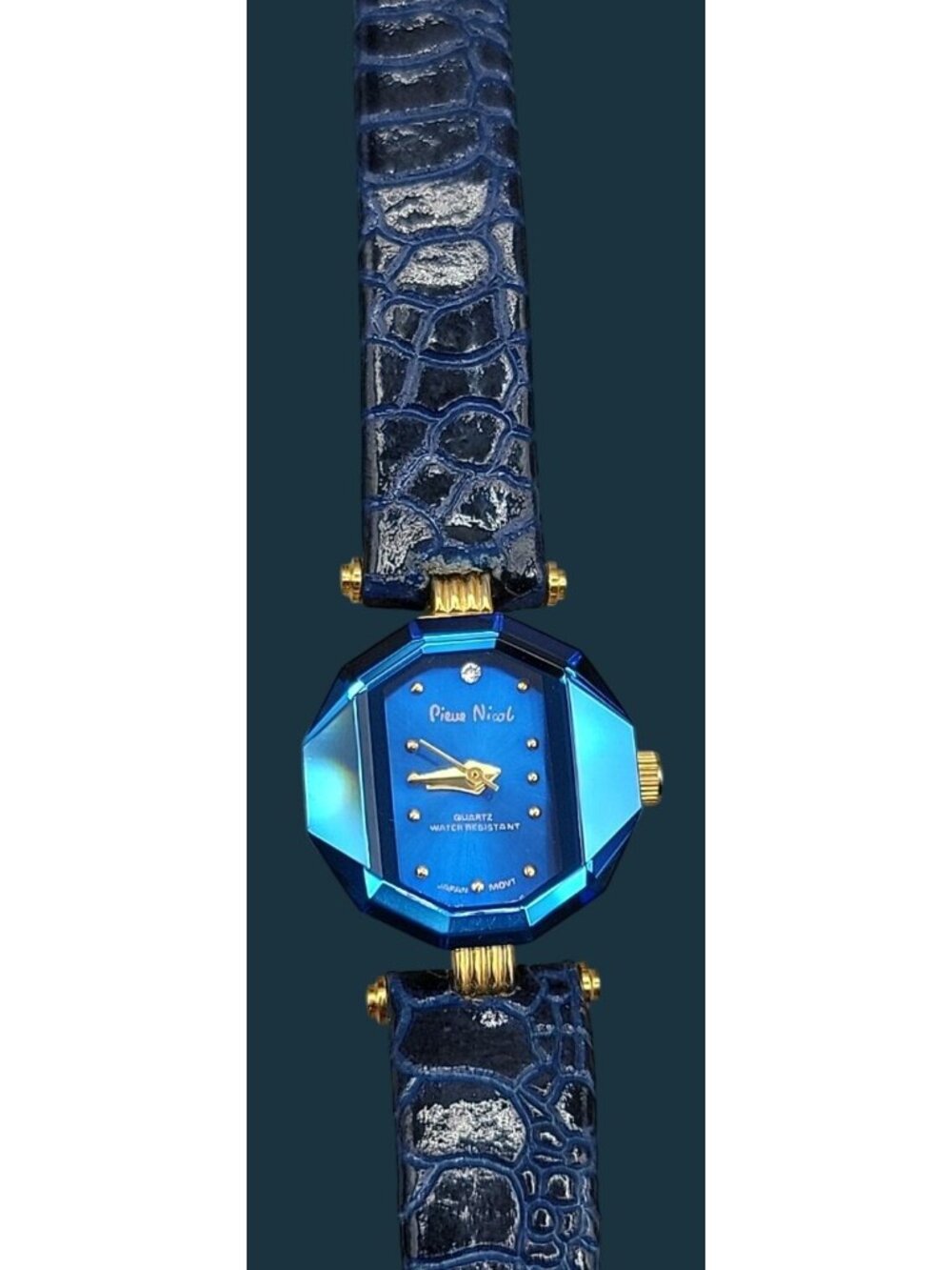 Pierre Nicol Ladies Quartz Watch 6" Sapphire Band & Dial 22mm Geometric Case - Picture 16 of 16